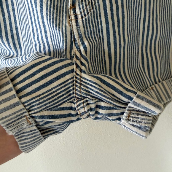 Vintage 80s/90s Omaha Jean Company Blue and White Vertical Striped Jean Shorts - Picture 5 of 7
